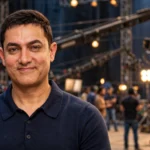 Aamir Khan. Photo: Prime Minister's Office / Wikimedia Commons (GODL-India); background composite.