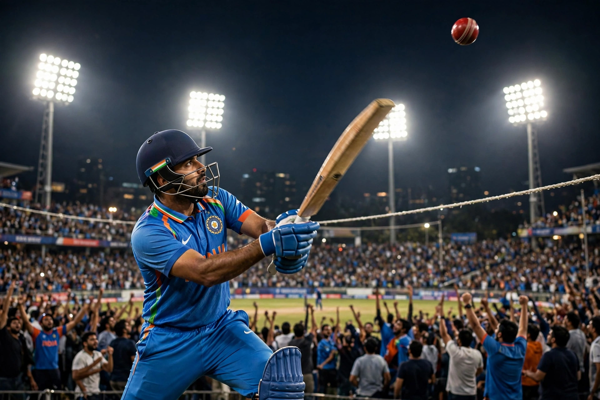 Abhishek Sharma in action during the 3rd T20I against West Indies in Indore