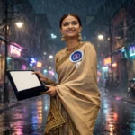 Keerthy Suresh in Akka, Netflix's gangster saga premiering October 30 (Photo: Wikimedia Commons, public domain; background composite)