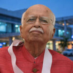 L.K. Advani. Photo: Prime Minister's Office (GODL-India) via Wikimedia Commons; AI-composite background.