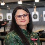 Avani Lekhara at a shooting range ahead of India's Asian Para Games 2026 campaign. Photo: Wikimedia Commons (background composite)