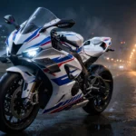 BMW F 450 RR supersport motorcycle at night