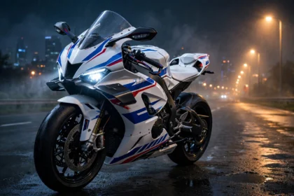 BMW F 450 RR supersport motorcycle at night