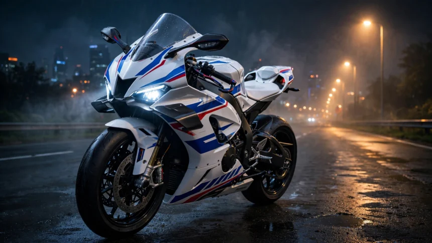 BMW F 450 RR supersport motorcycle at night