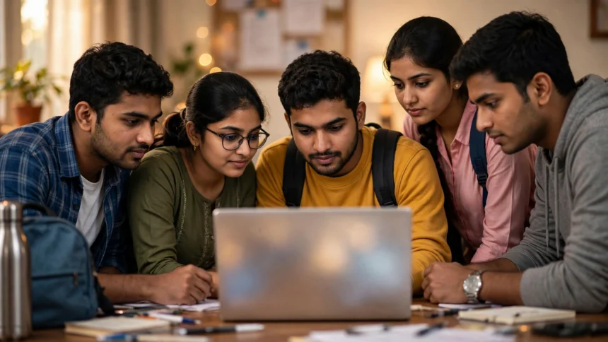 Candidates checking the CCI Result 2026 merit list on a laptop