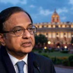 P Chidambaram (Photo: World Economic Forum / Wikimedia Commons, CC BY-SA 2.0; background composite)