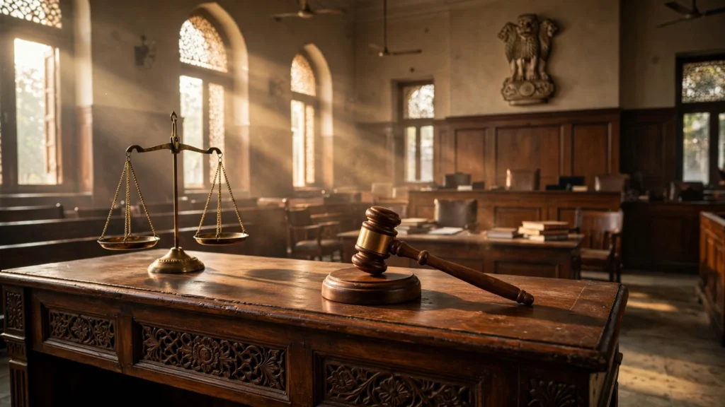 Courtroom in Delhi during the CJP leaders' bail hearing case.