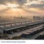 Central Warehousing Corporation warehouse complex (logo via Wikipedia; background AI-generated composite)