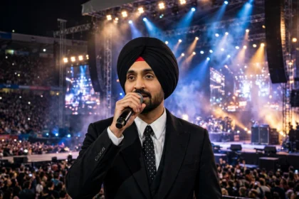 Diljit Dosanjh performing on a concert stage