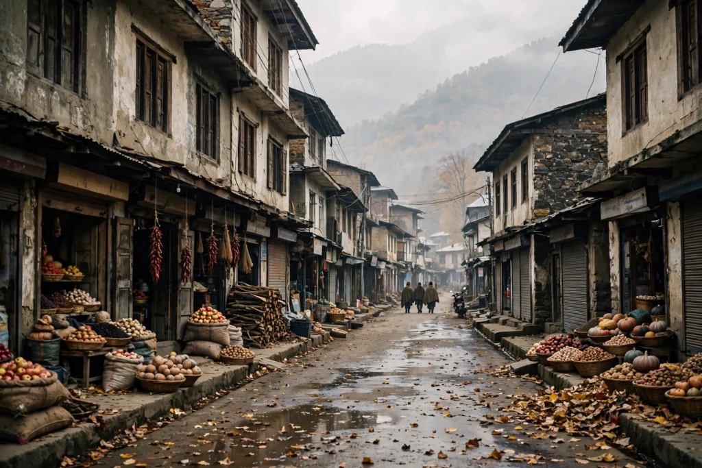 Baramulla town street in north Kashmir