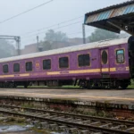 The Golden Chariot luxury train at a platform in Bengaluru.