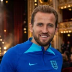 Harry Kane at an awards ceremony in London. Photo: Wikimedia Commons, background composite.