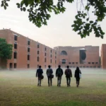 IIM Ahmedabad campus. Image generated from a reference photo: Perspectives, The Photography Club, IIM Ahmedabad / Wikimedia Commons (CC BY-SA 4.0).