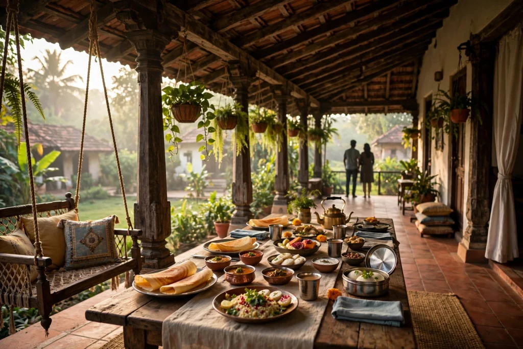 Veranda of a heritage Indian homestay