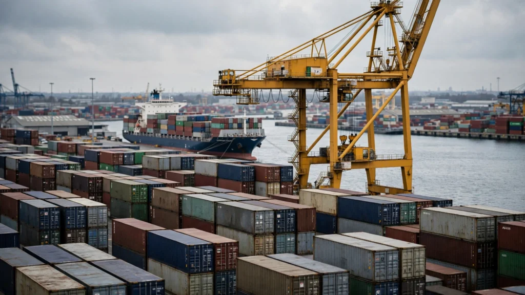 Container terminal at a port