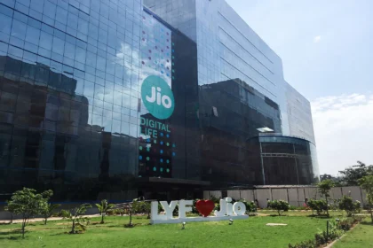 Jio headquarters building in Navi Mumbai, image generated from a real reference photo