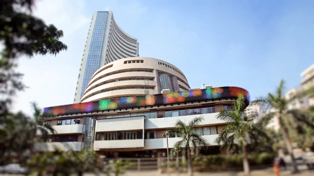 Bombay Stock Exchange building on Dalal Street, Mumbai, image generated from a real reference photo