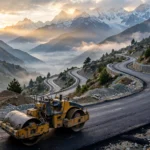 Mountain road construction in Jammu and Kashmir