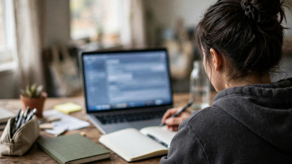 Student filling an online counselling form on a laptop