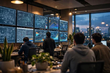 L&T Technology Services office with engineers reviewing designs after Q2 FY27 results