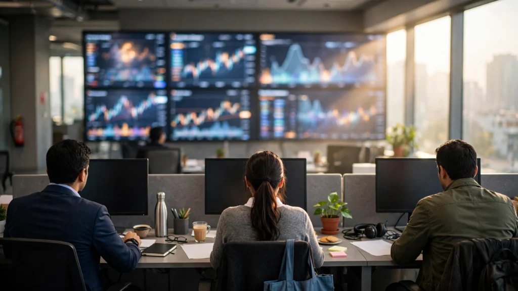 Indian brokerage office after the LTTS Q2 results announcement