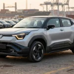 Maruti Suzuki e Vitara electric SUV at an export port