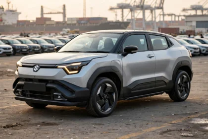 Maruti Suzuki e Vitara electric SUV at an export port