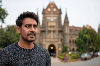 Ajay Devgn in front of a courthouse