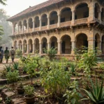 An AYUSH Ayurveda medical college campus with a herbal garden