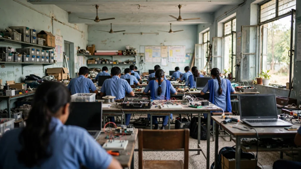 Students in a school skill-training workshop (illustrative image)