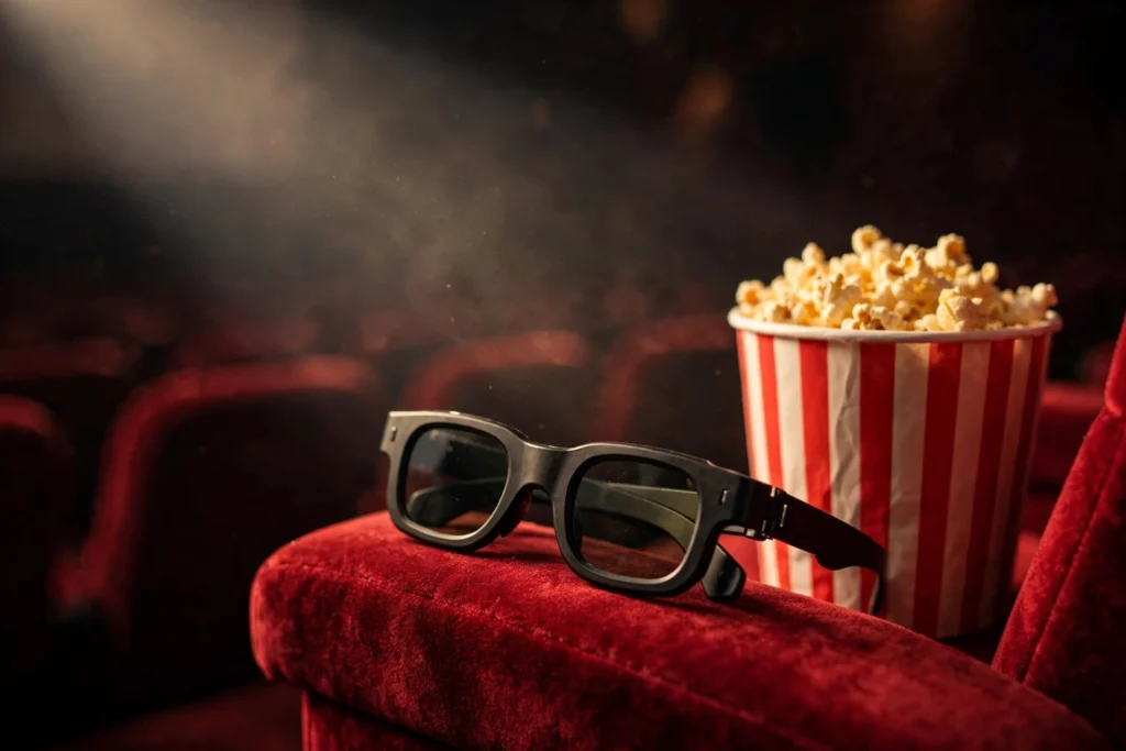 3D glasses on cinema seat