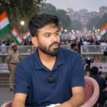 Abhijeet Dipke. Photo: LetsUpp Marathi on YouTube / Wikimedia Commons (CC BY 4.0; background composite)