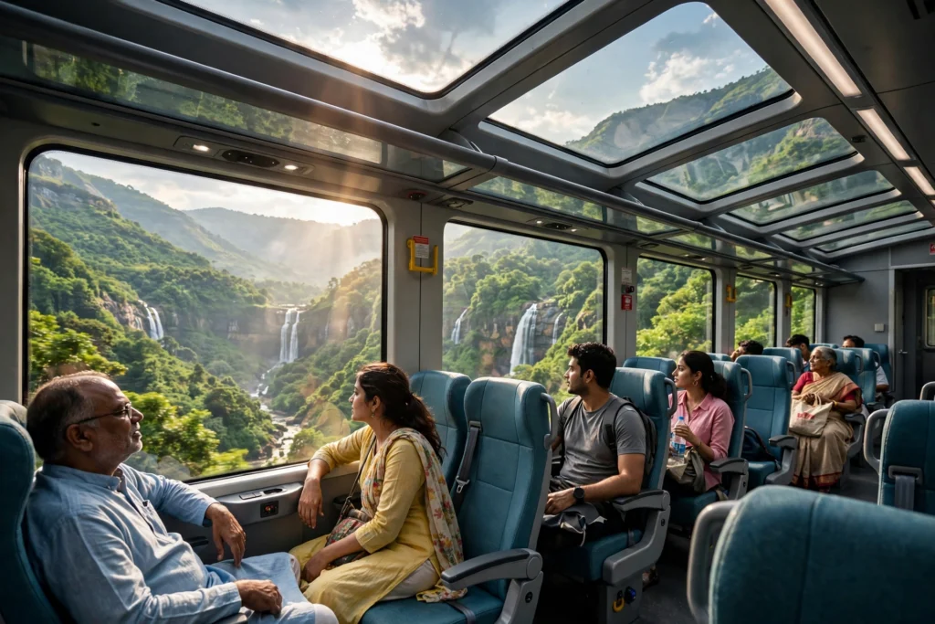 Vistadome coach with panoramic views of the Western Ghats