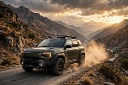 Renault Duster Hybrid SUV on a mountain highway