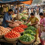 Indian vegetable market stall