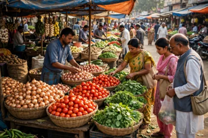Indian vegetable market stall