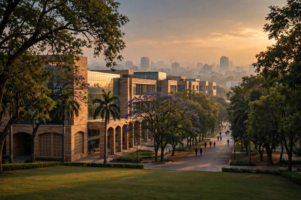 MAHE Bengaluru campus at dusk, host of the THE Asia Universities Summit 2027