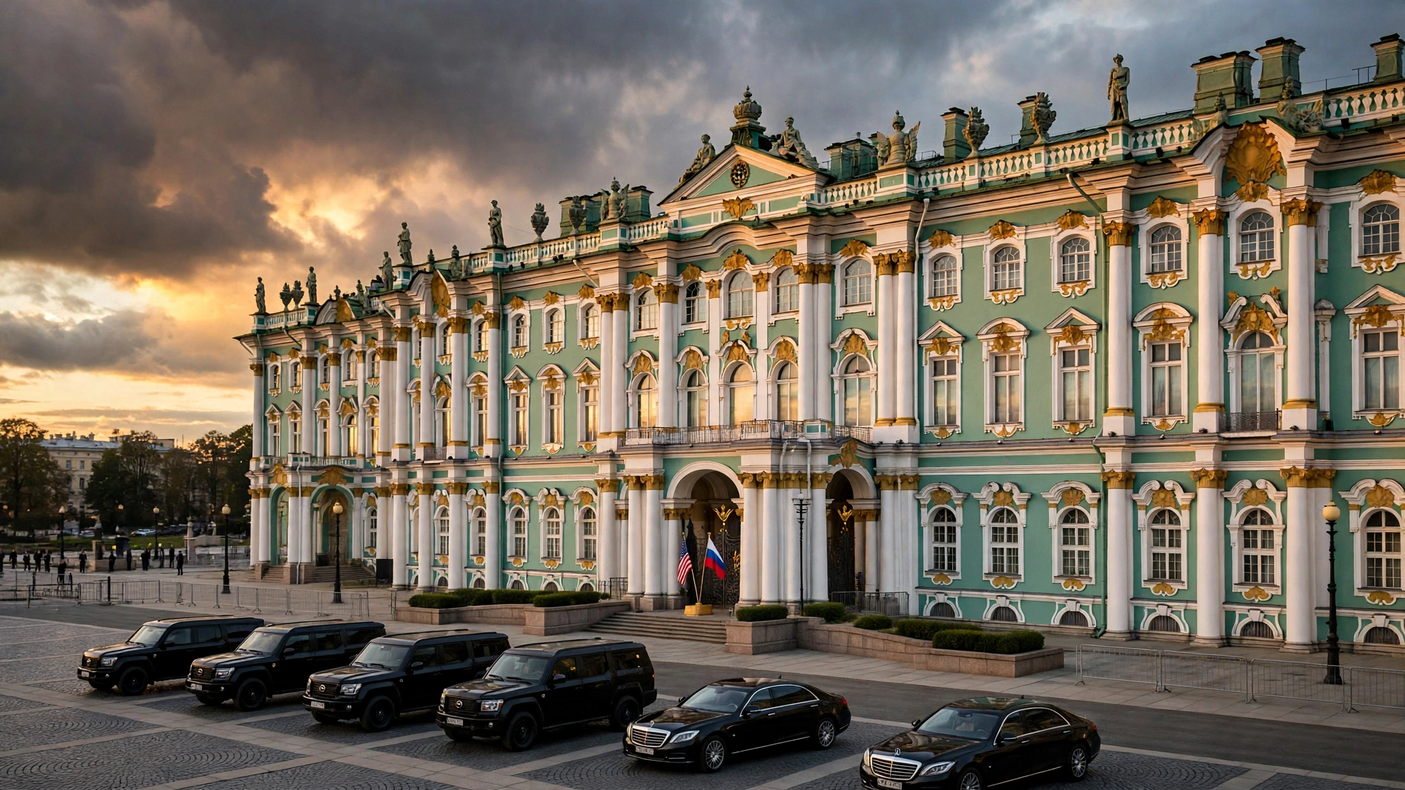 The Constantine Palace in St. Petersburg, venue for the Witkoff-Putin Ukraine peace talks (AI-generated illustration)