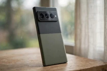 Premium flagship smartphone with large rear camera module, illustrative image