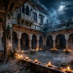Spooky old Indian haveli at night, themed visual for Yami Gautam's horror-comedy Nayyi Naveli (AI-generated illustration)