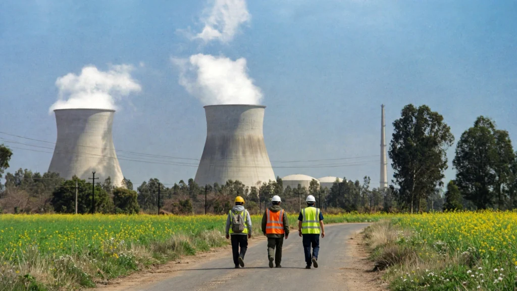 Narora Atomic Power Station cooling towers in Bulandshahr, Uttar Pradesh.