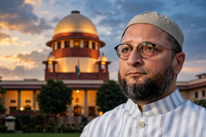 Asaduddin Owaisi in front of the Supreme Court of India