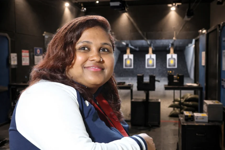 Mona Agarwal (Photo: PMO India / Wikimedia Commons, background composite).