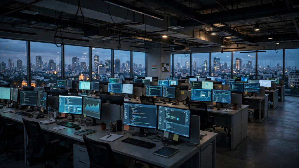 An Indian tech office floor at dusk (representative AI-generated image)
