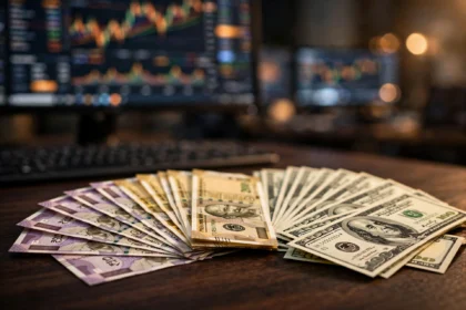Indian rupee and US dollar banknotes