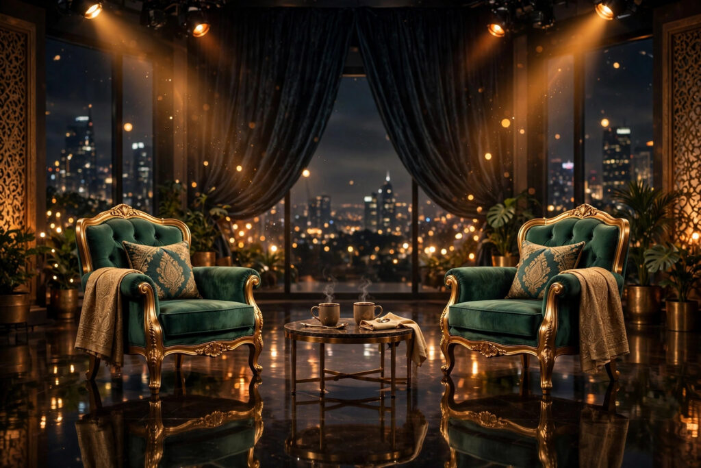 Koffee With Karan style celebrity talk show set