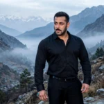 Salman Khan in a mountain valley setting. Photo: Bollywood Hungama / Wikimedia Commons (background composite).