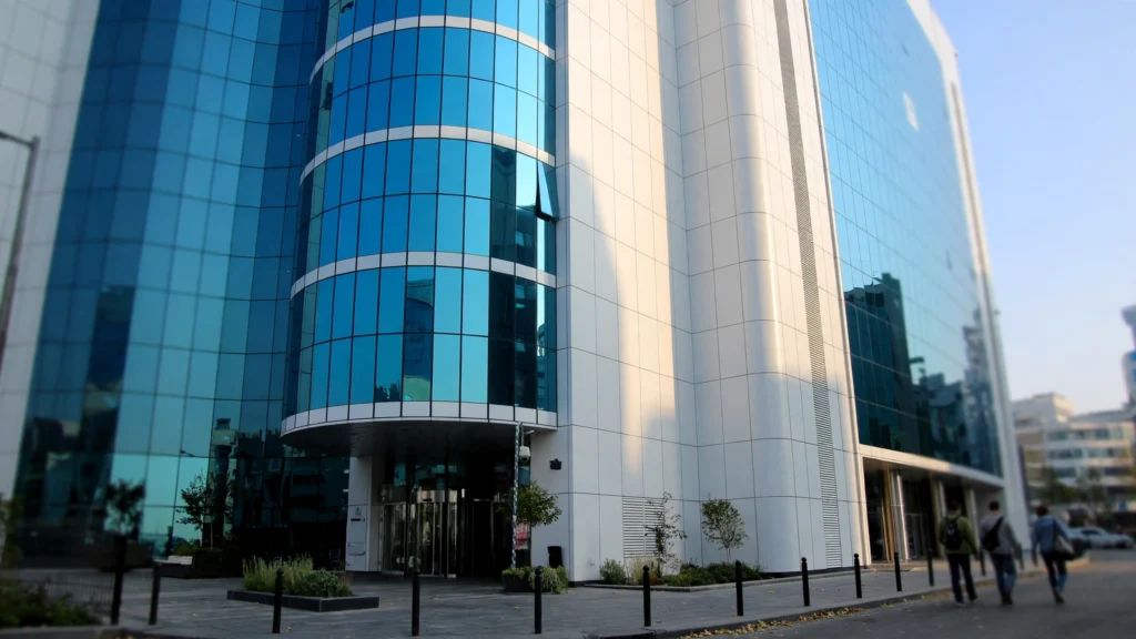SEBI Bhavan in Mumbai, seen from the entrance side.