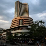 The Bombay Stock Exchange building on Dalal Street, Mumbai.