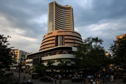 The Bombay Stock Exchange building on Dalal Street, Mumbai.